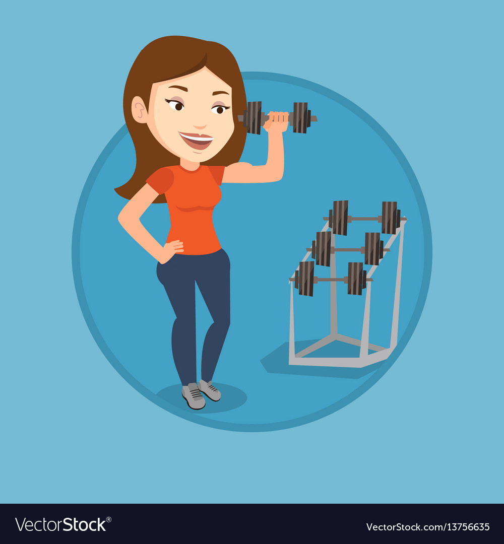 Woman lifting dumbbell Royalty Free Vector Image