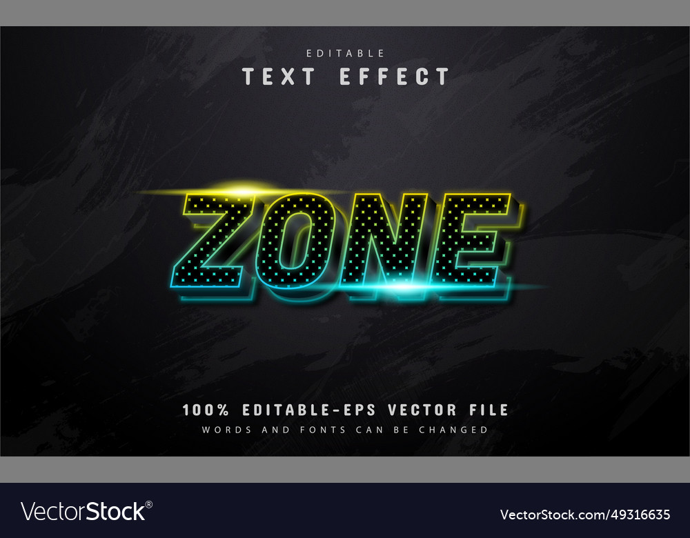 Zone text neon effect with dot pattern
