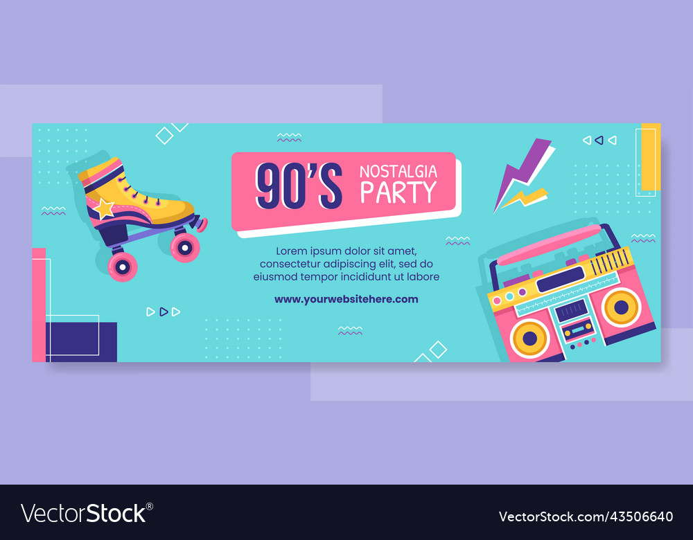 90s retro party cover template flat cartoon