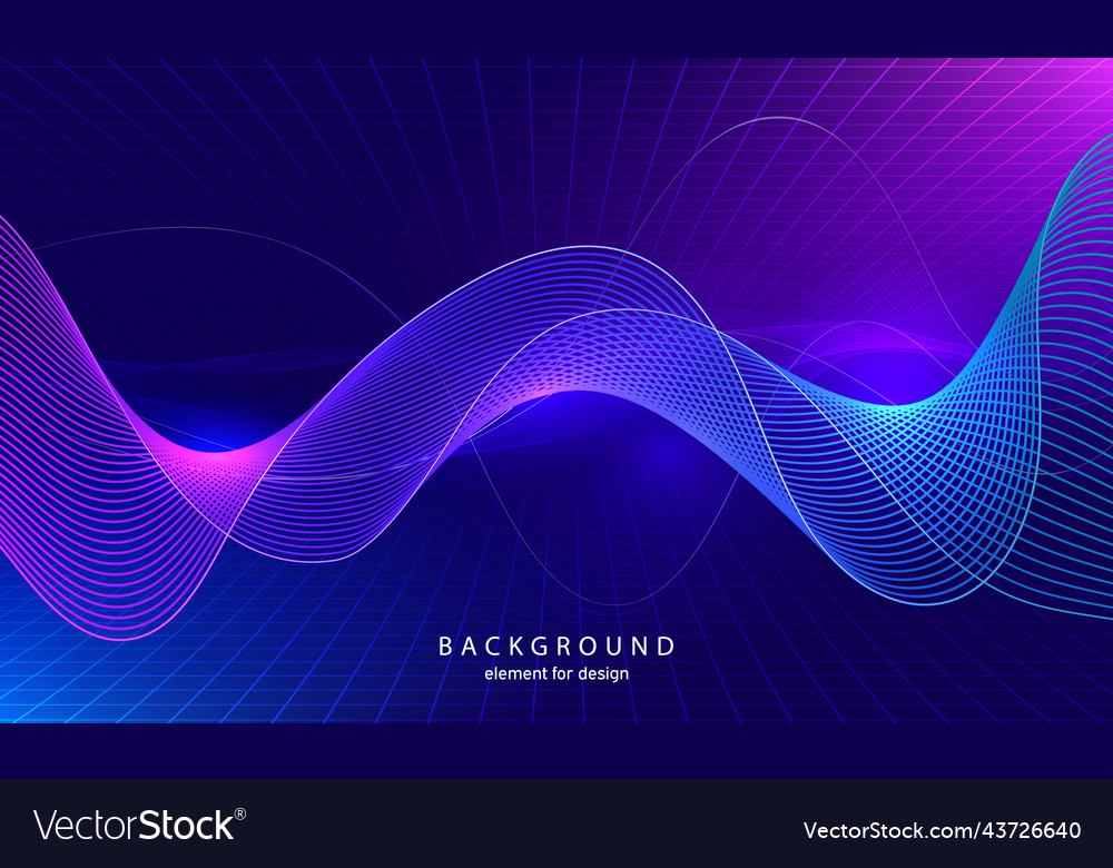 Abstract wave element with perspective mesh vector image Abstract wave element with perspective mesh