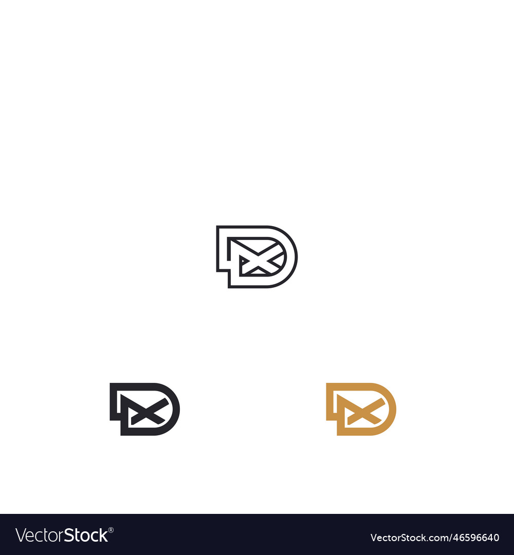 Alphabet letters monogram logo dx xd d and x