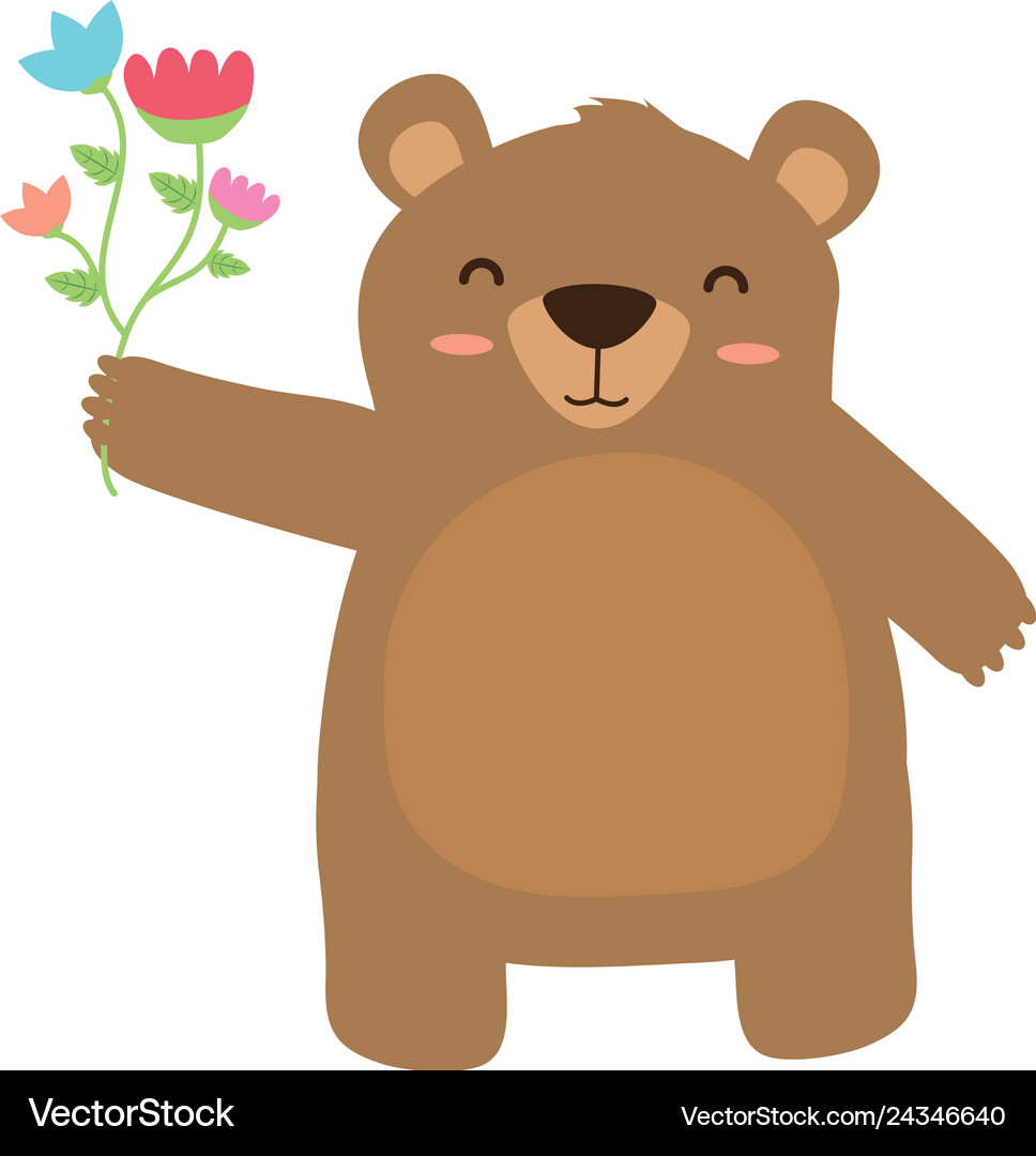 bear and flowers
