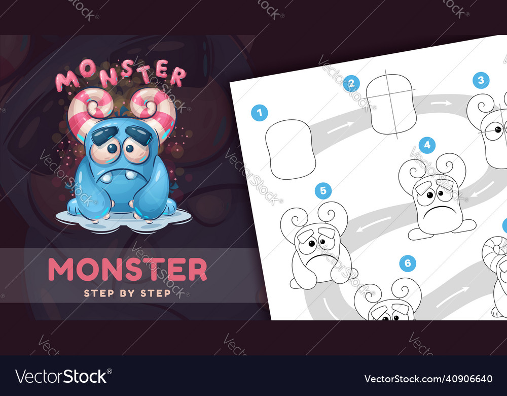 Cartoon character halloween sad monster - tutorial Cartoon character halloween sad monster - tutorial