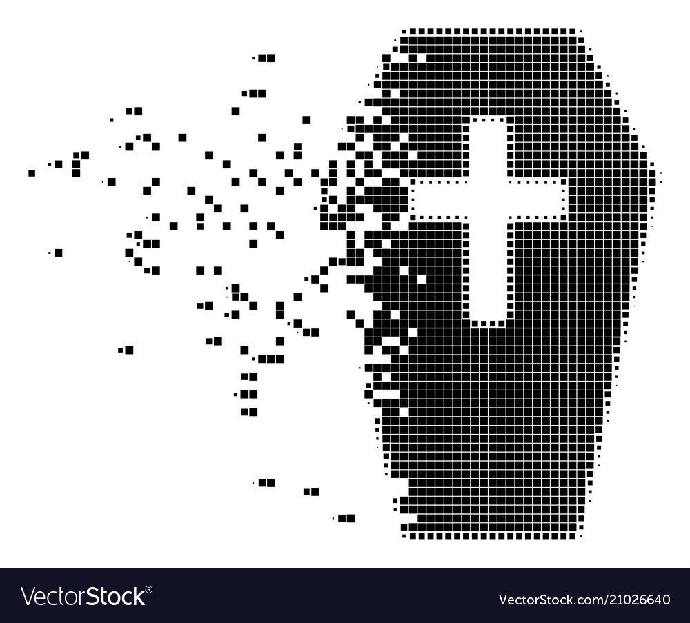 Coffin disintegrating pixel icon