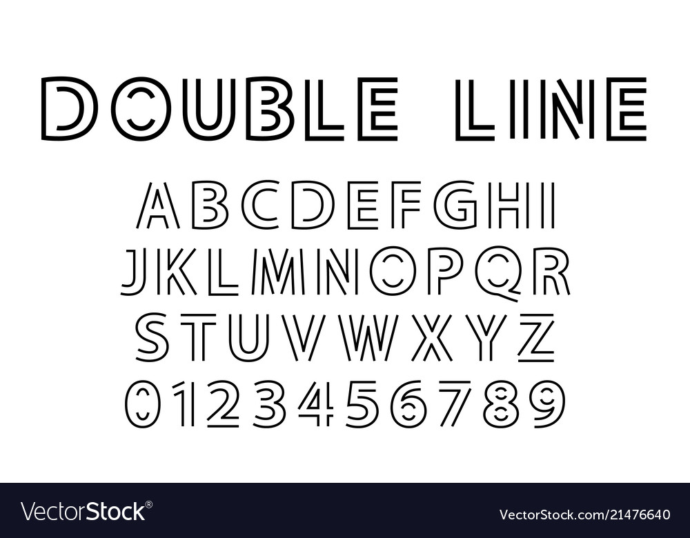 Double contour serif font in sport style Vector Image