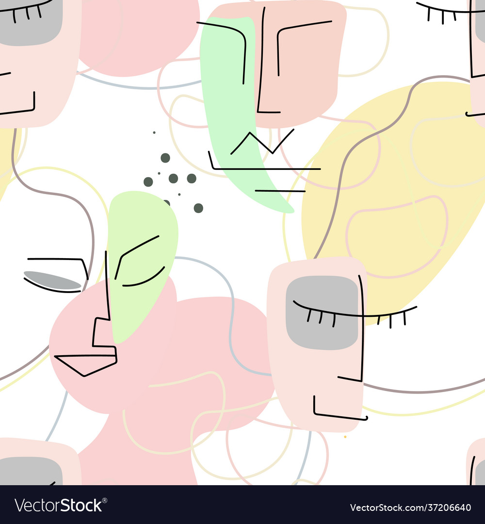 Face line pattern abstract drawing seamless print vector image Face line pattern abstract drawing seamless print