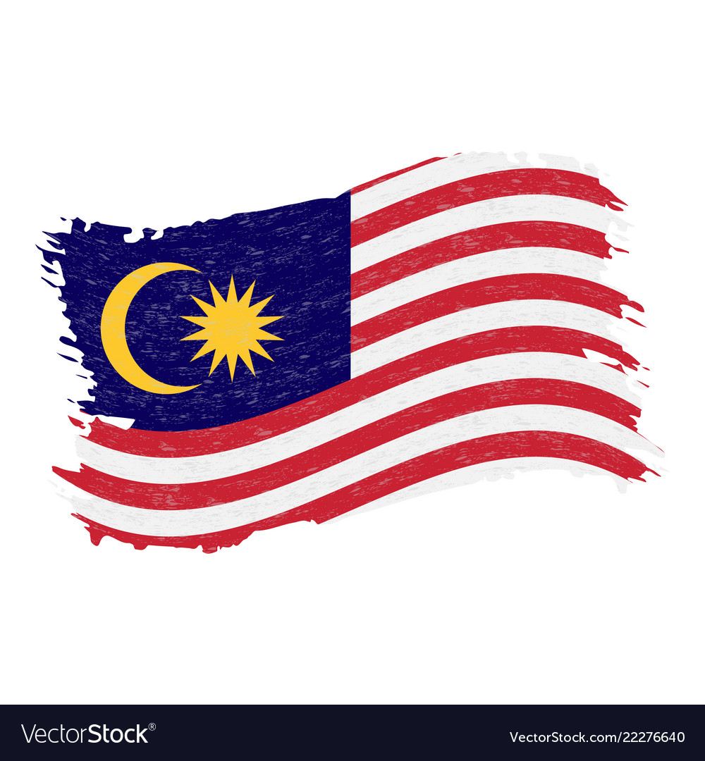 Flag malaysia grunge abstract brush stroke Vector Image