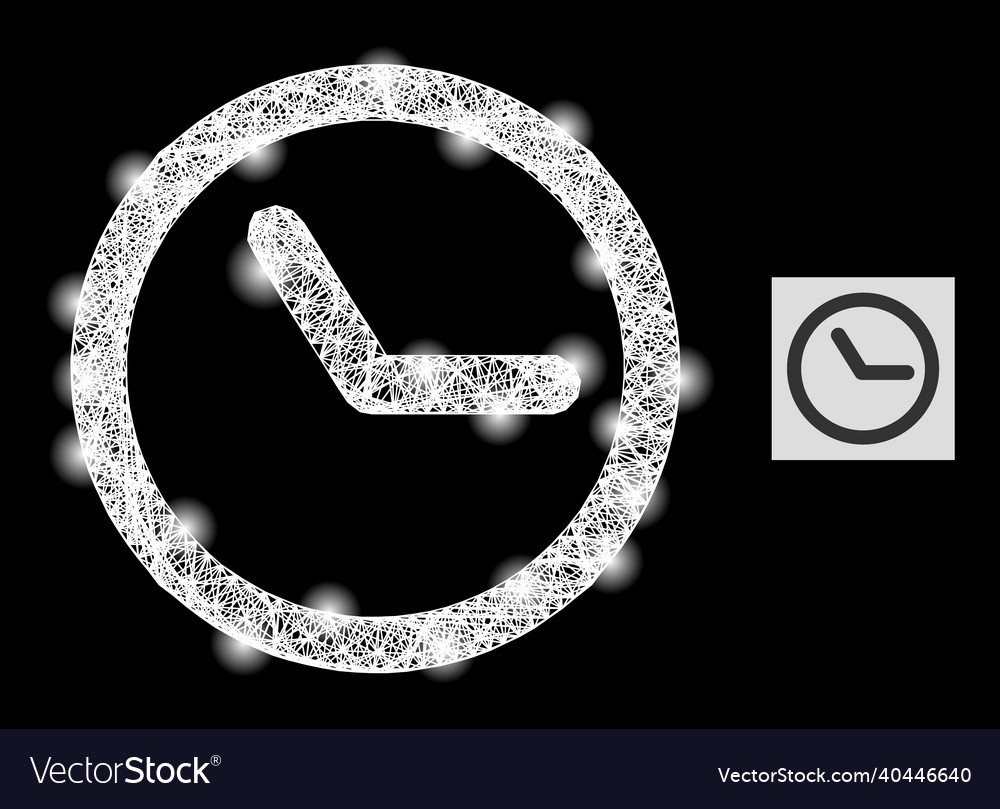 Flare net mesh clock icon with lightspots