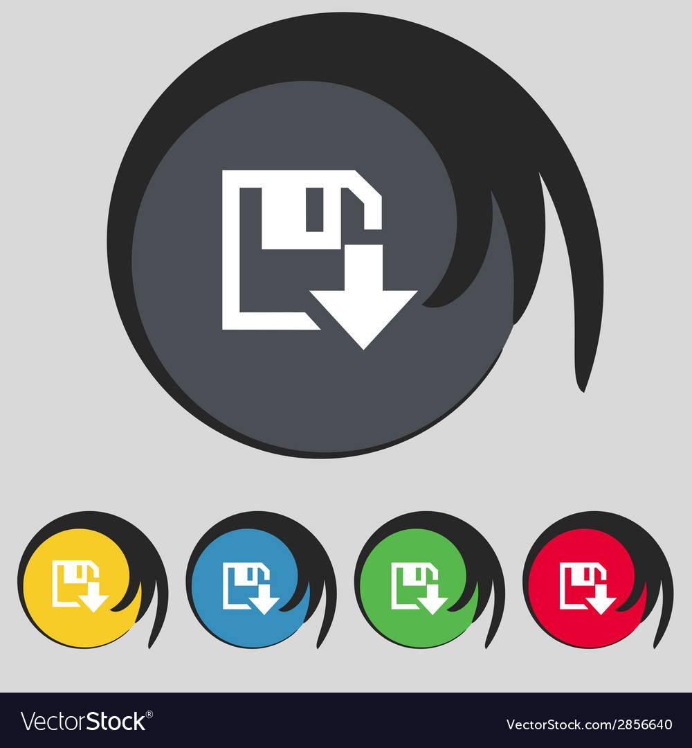 Floppy icon flat modern design set colour buttons