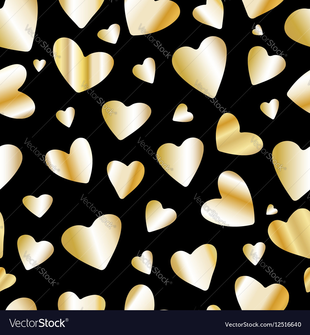 Golden foil heart seamless pattern Royalty Free Vector Image