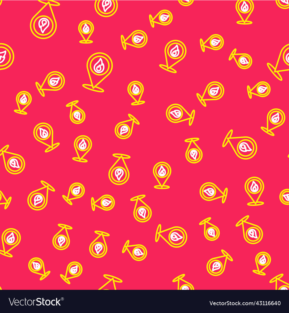 Line map pointer with fire flame icon isolated