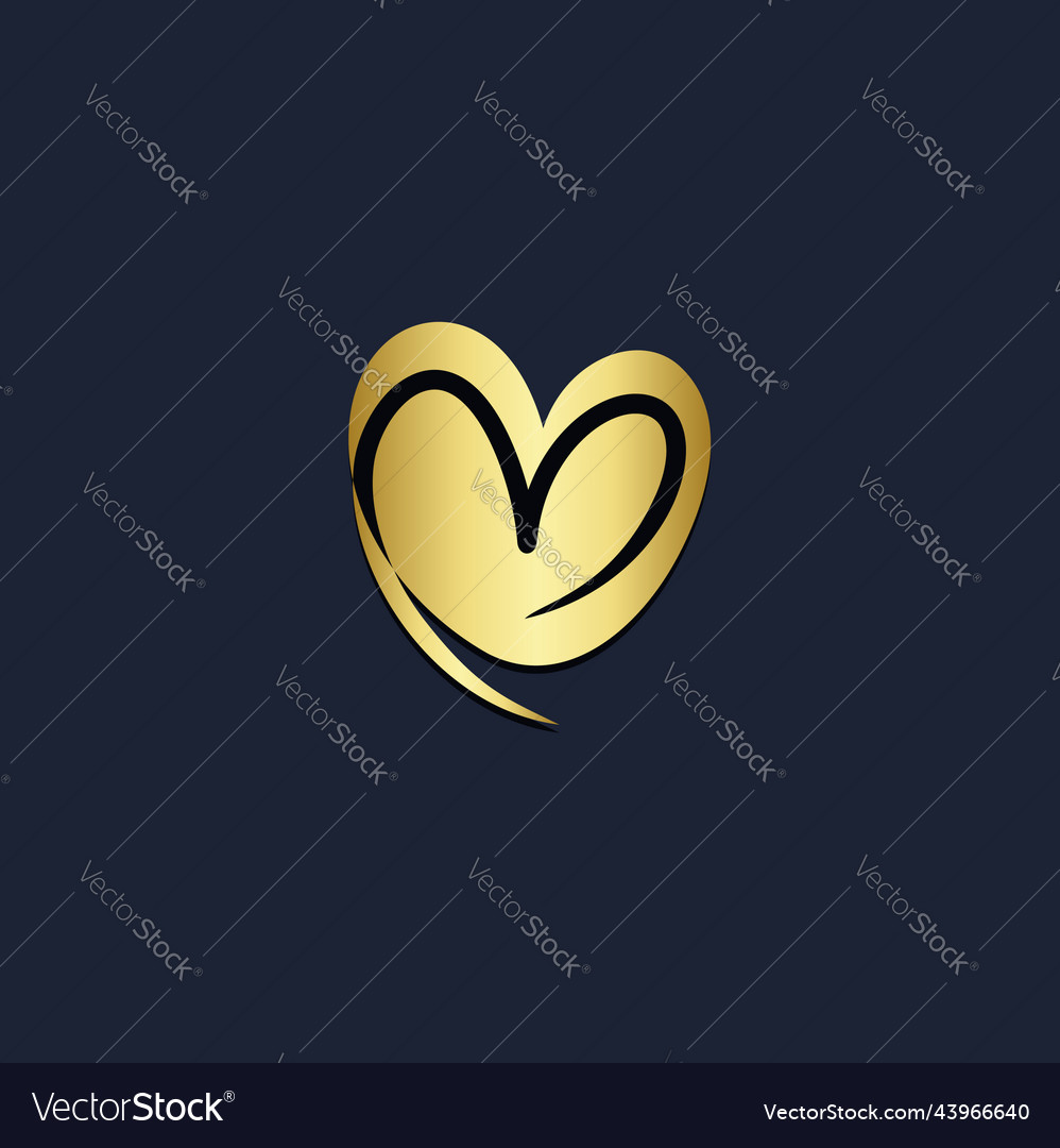 Love heart valentine gold logo Royalty Free Vector Image