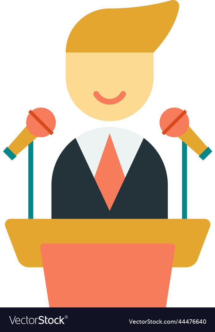 Man giving speech on podium in minimal style