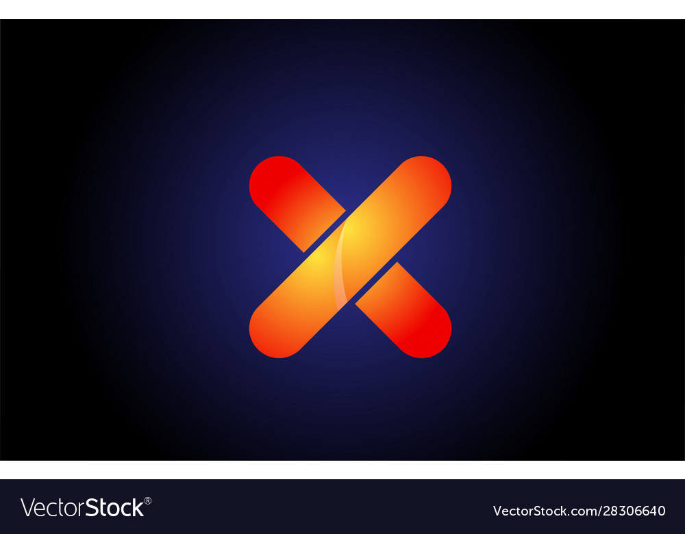 Orange blue gradient logo x alphabet letter Vector Image