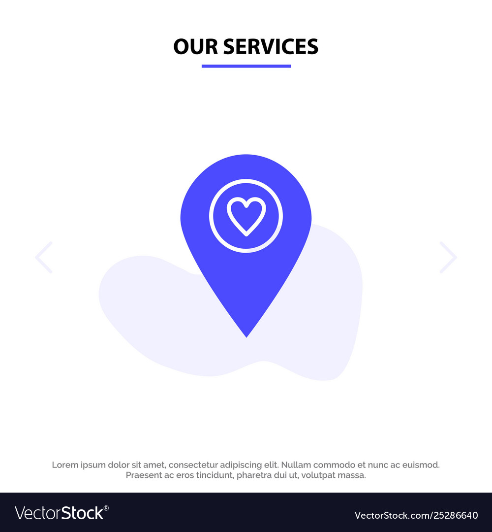 Our services heart location map pointer solid Vector Image Our services heart location map pointer solid