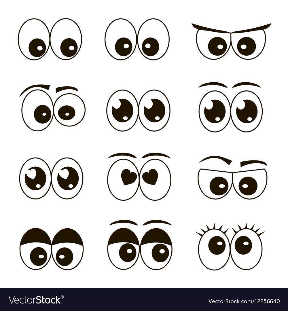 Set cartoon eyes Royalty Free Vector Image - VectorStock