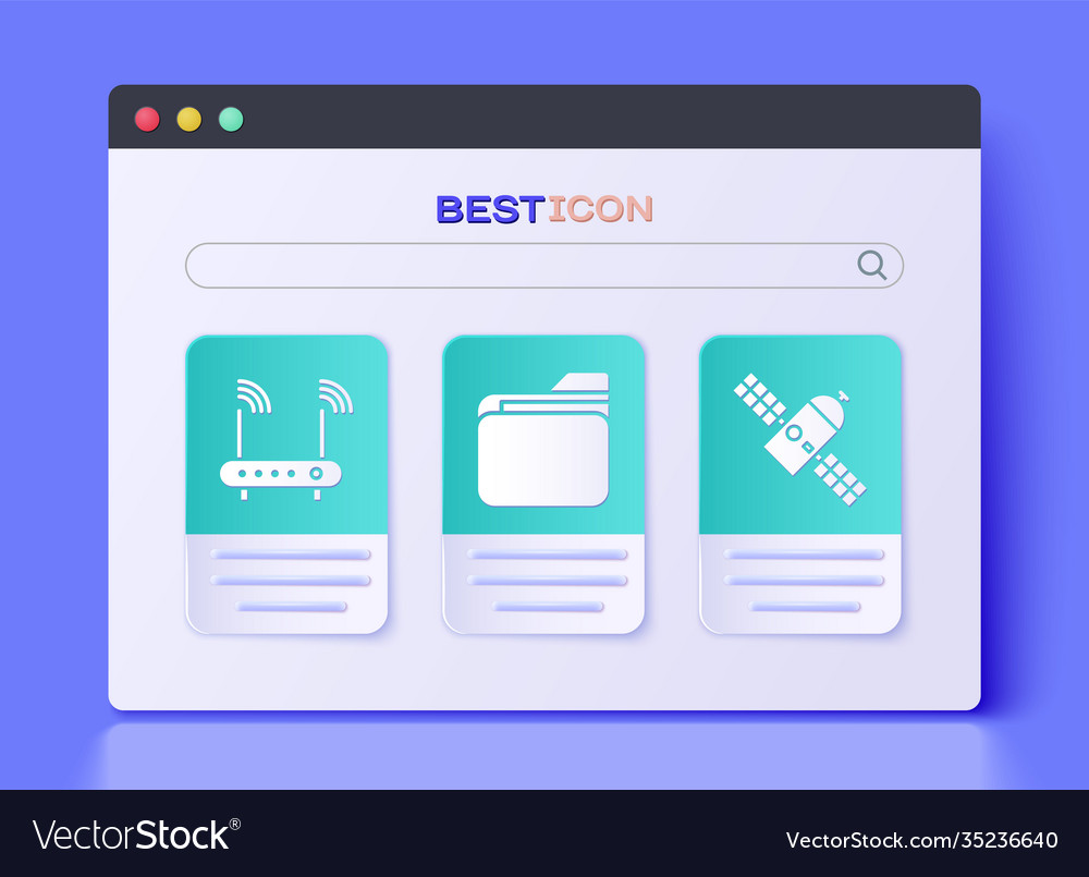 Set document folder router and wi-fi signal Vector Image Set document folder router and wi-fi signal