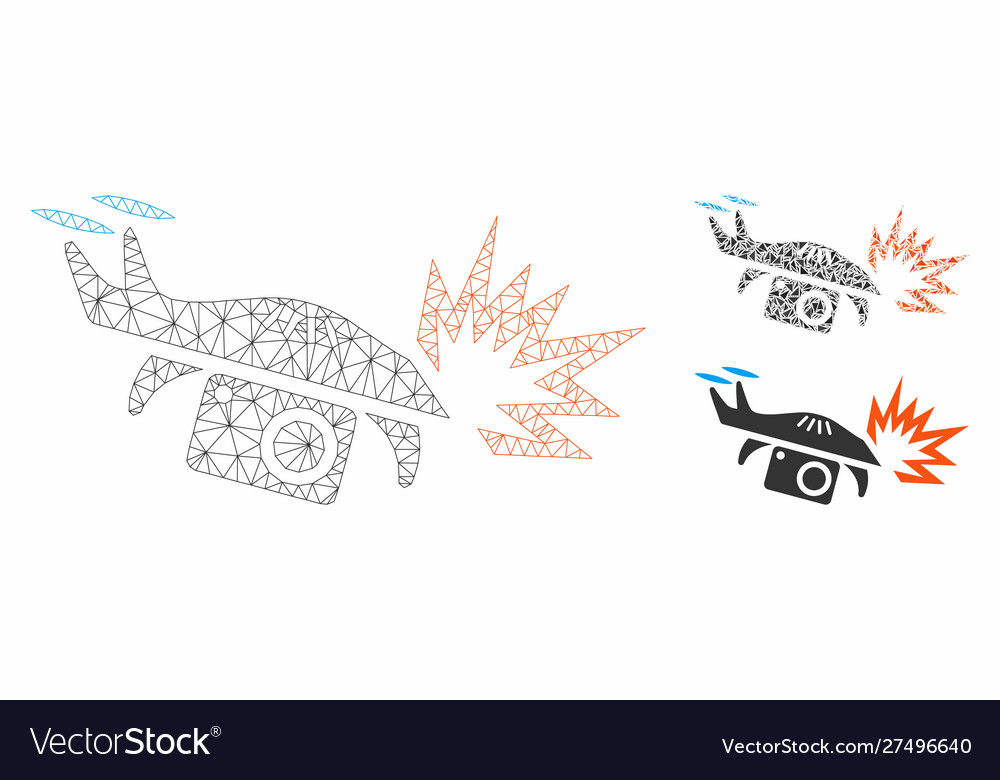Spy drone explosion mesh network model Vector Image Spy drone explosion mesh network model