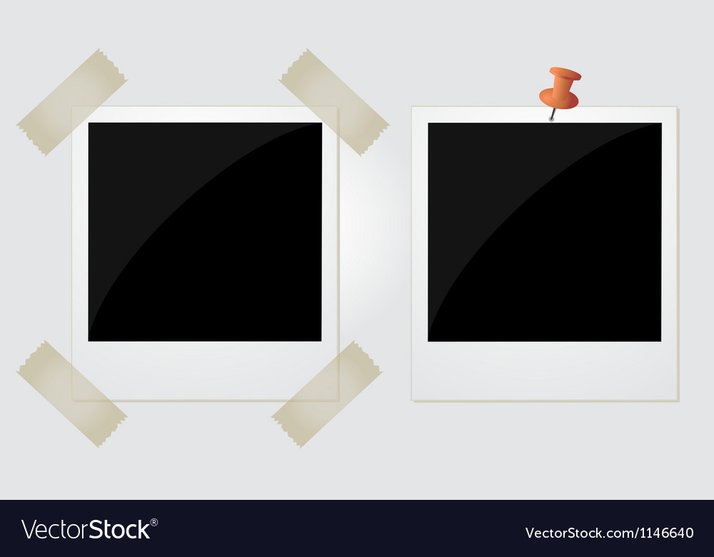 Two Polaroid Photos Taped And Pinned Royalty Free Vector