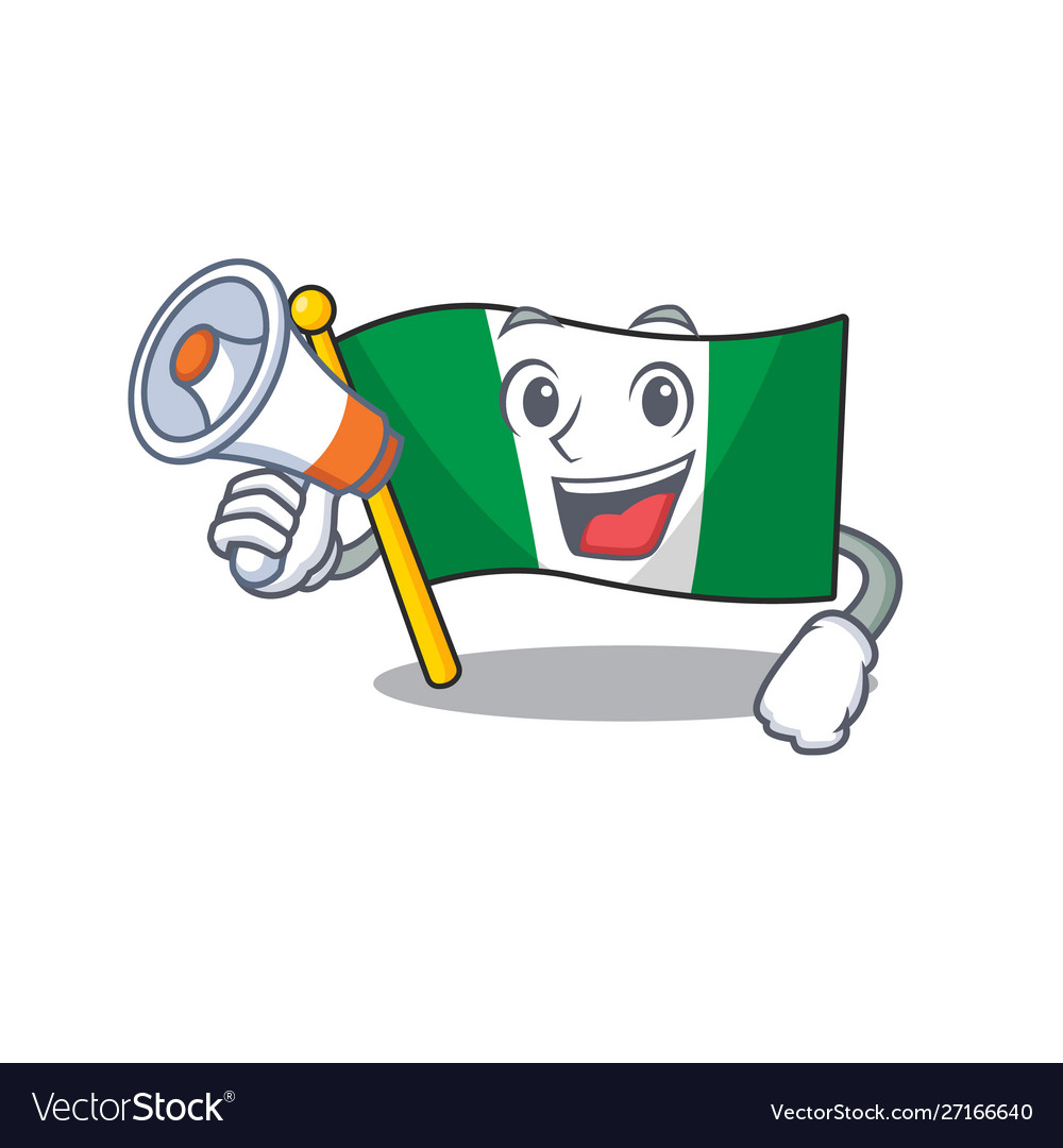 With megaphone nigeria flag flew at mascot pole