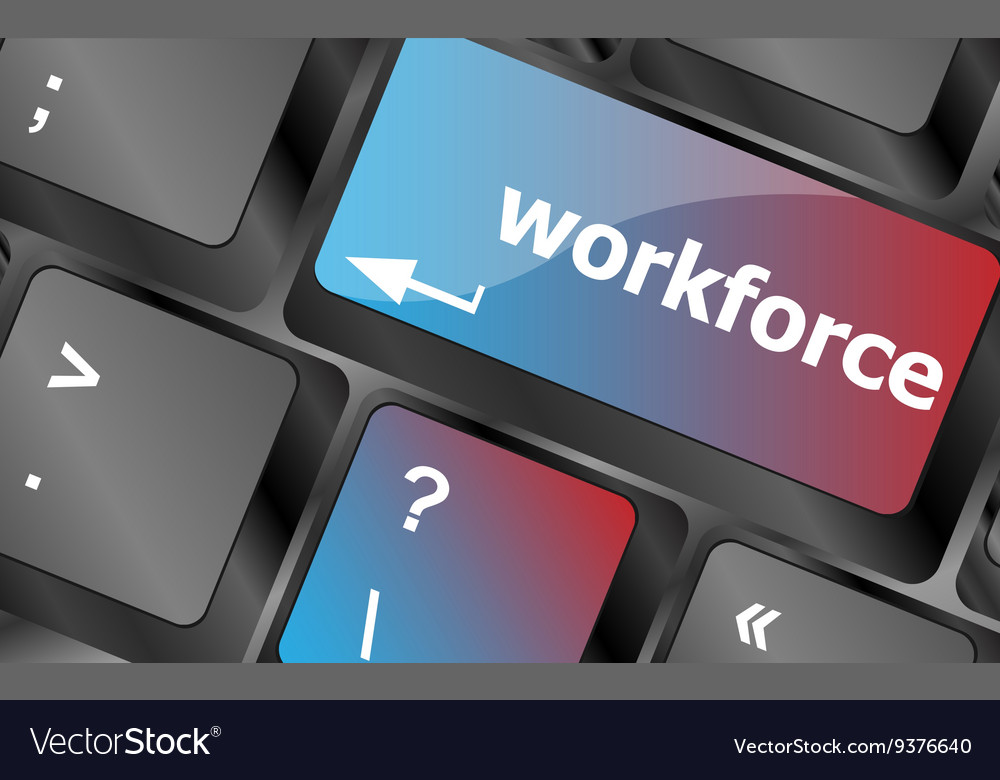 Workforce keys on keyboard - business concept