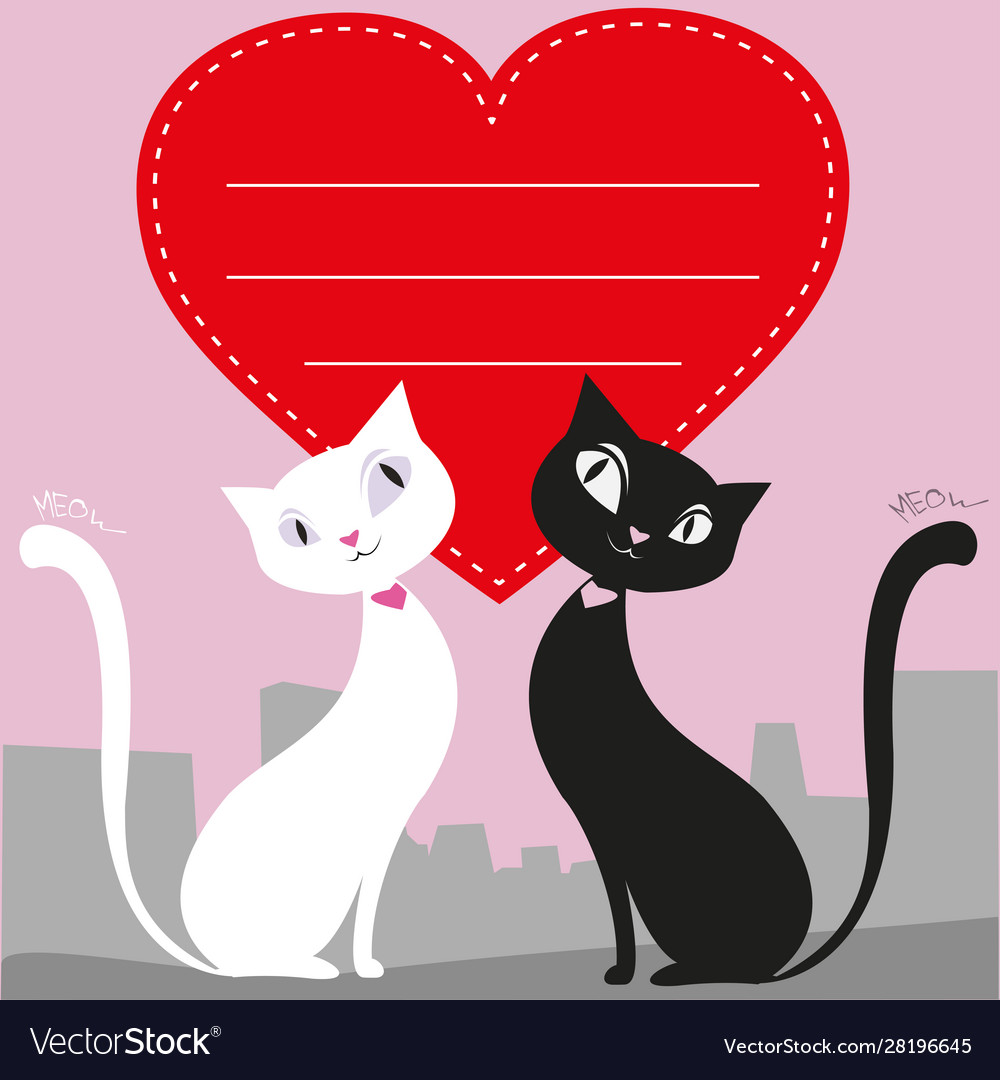 A couple cats and red heart greeting card