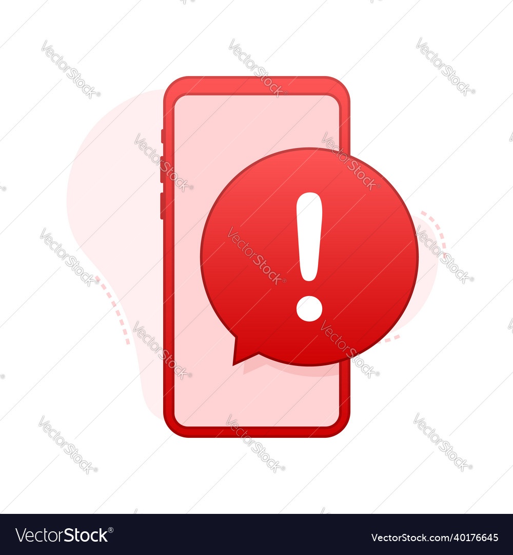 Alert message mobile notification danger error vector image Alert message mobile notification danger error