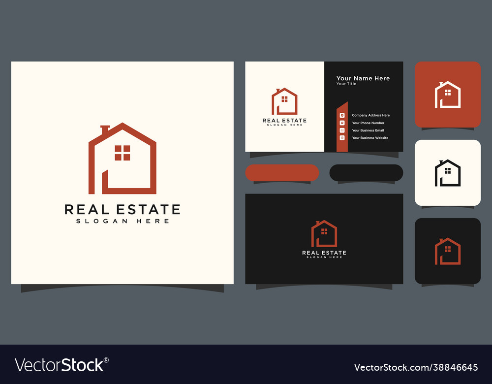 Build house logo with line art style home