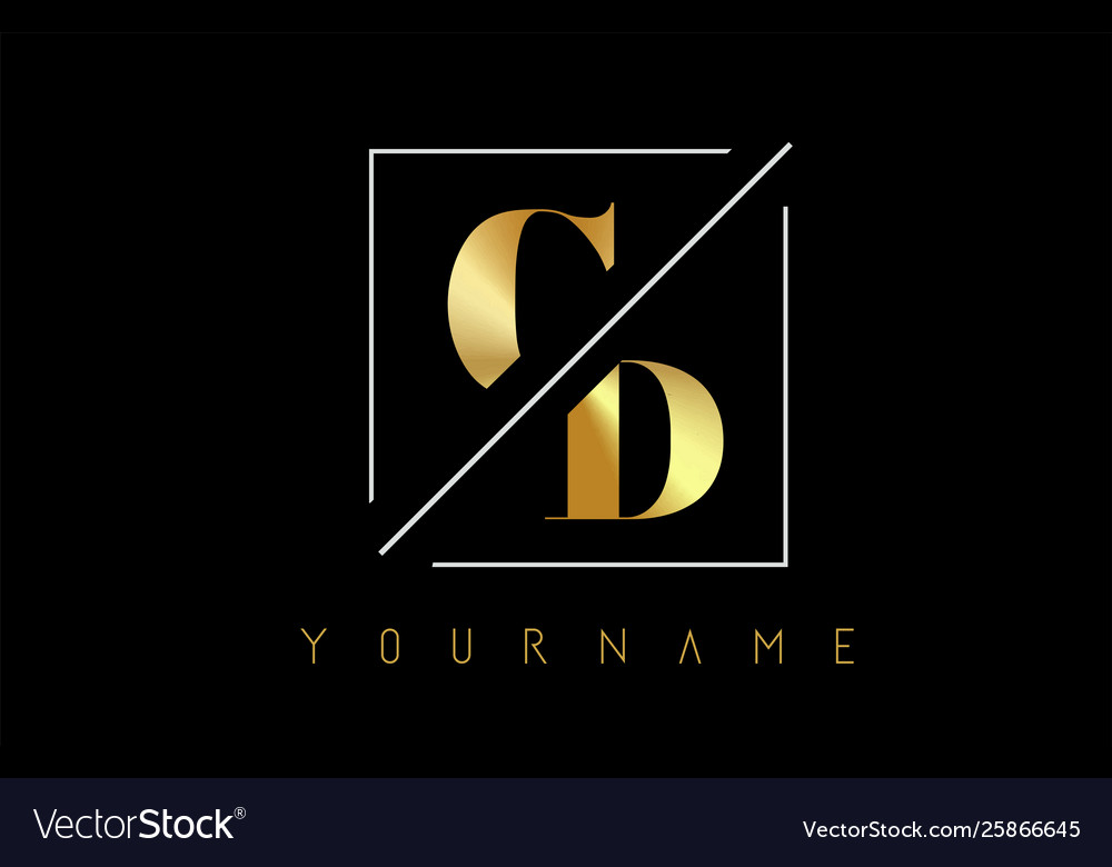 Cd golden letter logo with cutted and intersected Vector Image