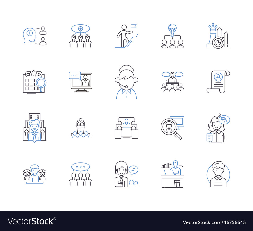 Empoyee workflow outline icons collection vector image Empoyee workflow outline icons collection