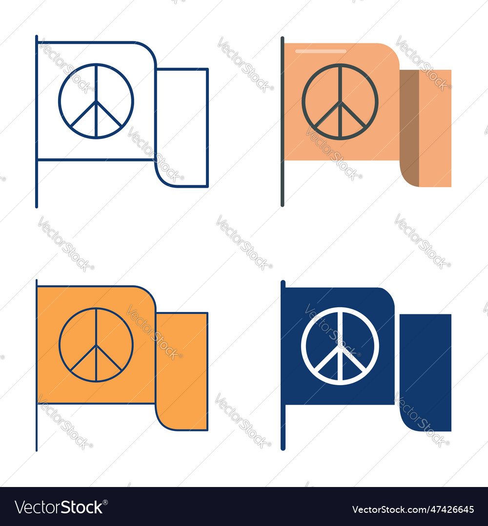 Flag with peace sign icon set