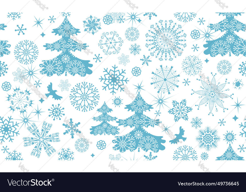 Hand drawn christmas seamless pattern with blue