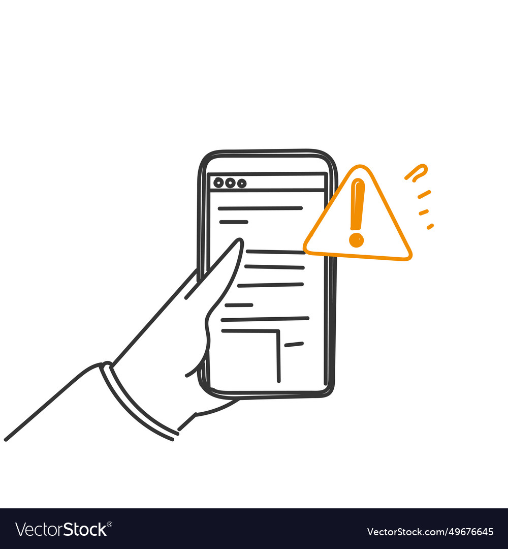 Hand drawn doodle website testing warning error
