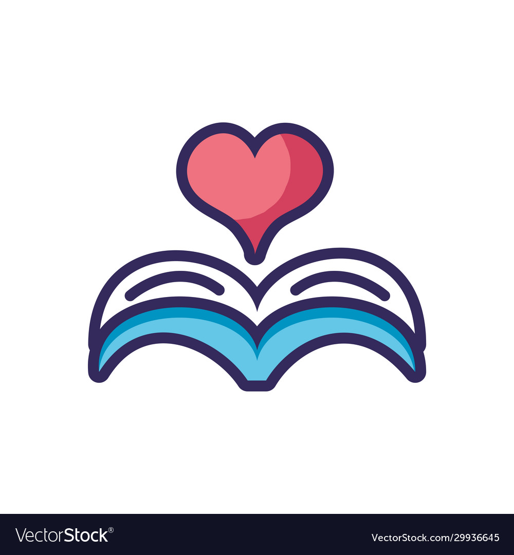 Heart and book line fill style icon Royalty Free Vector