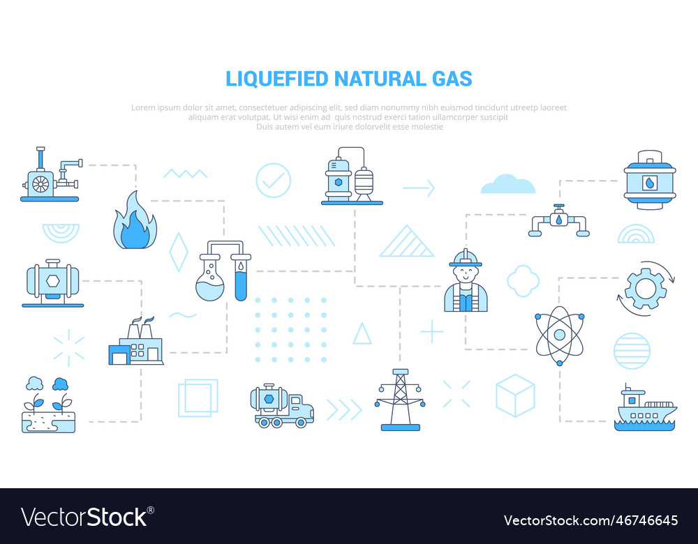 Lng concept with icon set template banner