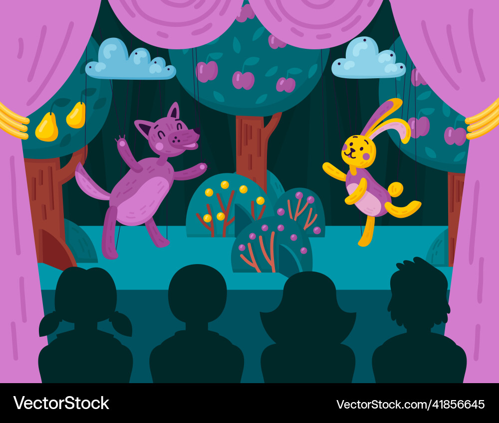 Puppet theater stage composition Royalty Free Vector Image