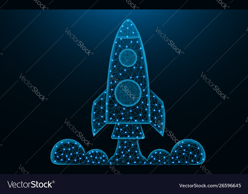 Rocket Launch Low Poly Design Space Shuttle Vector Image