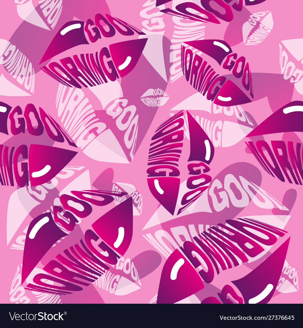 Seamless pattern with pink hearts and lips