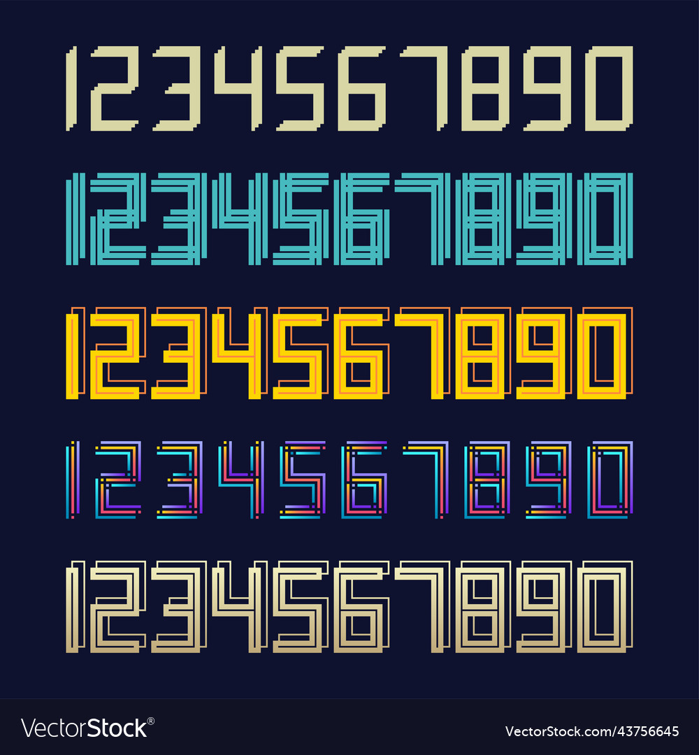 Set 5 geometric font line digital effect design