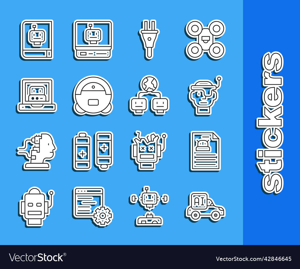 Set line autonomous smart car technical vector image Set line autonomous smart car technical