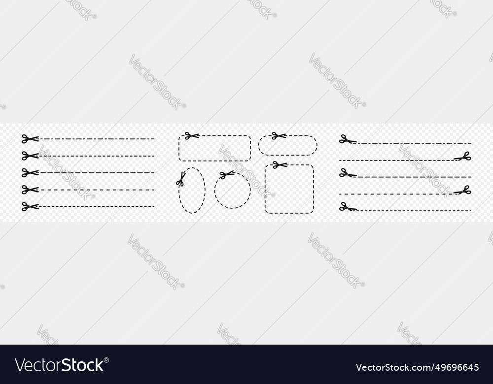 Set of cut here icons scissors pictograms