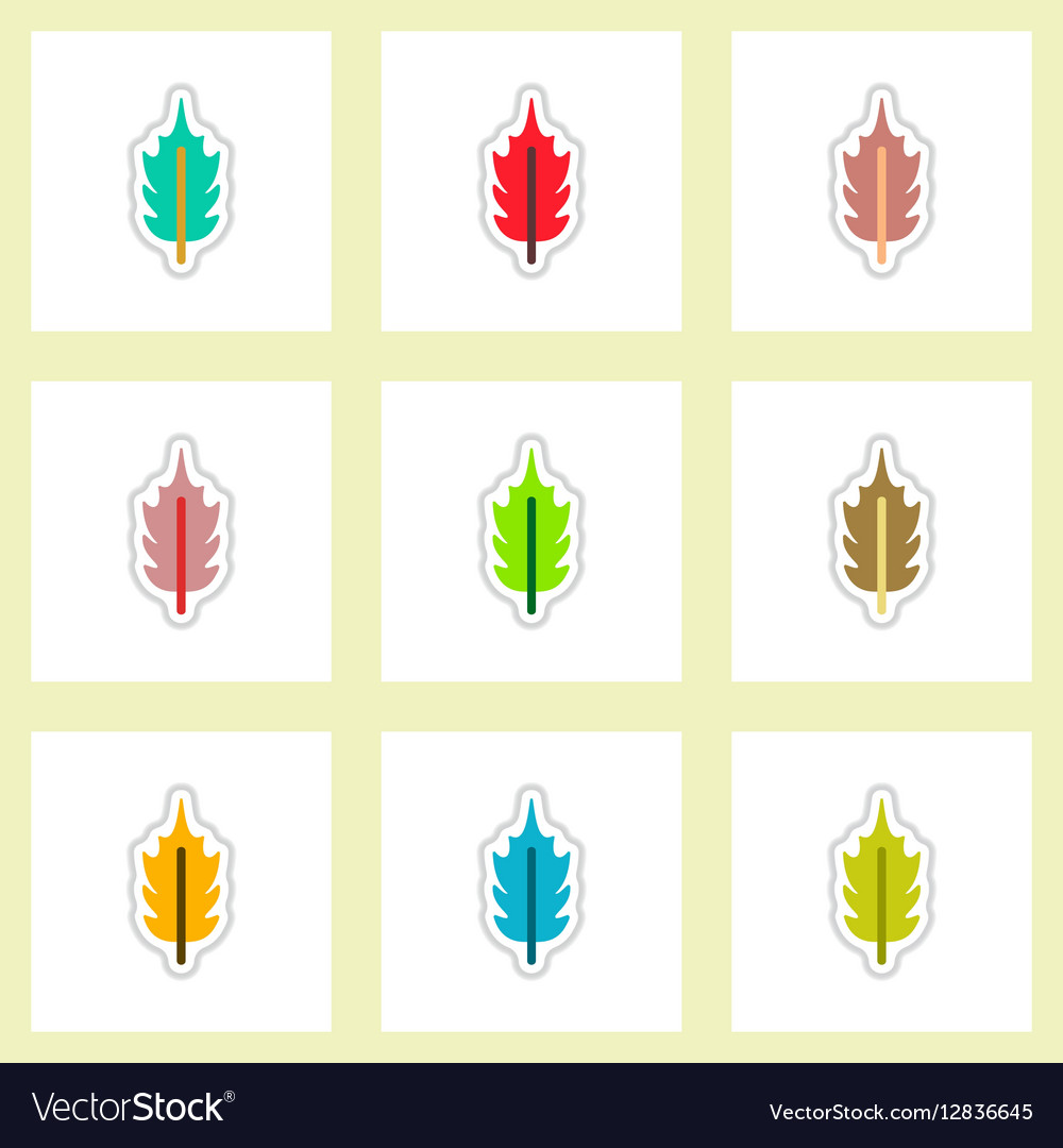 Set of labels with shadow leafs icon design