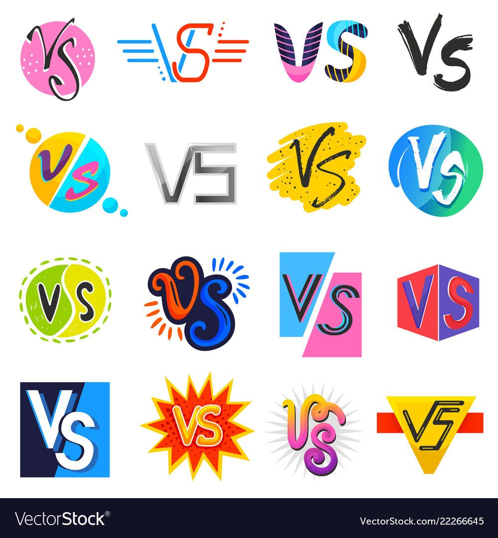 Vs versus lettering symbol v s in explosion