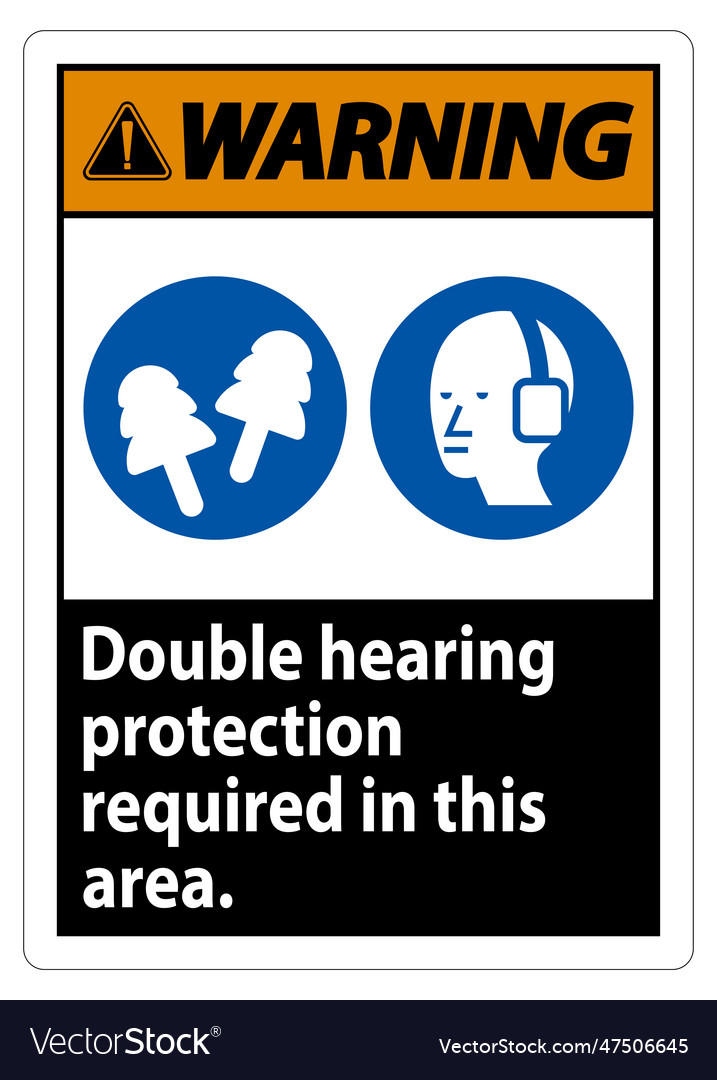 Warning Sign Double Hearing Protection Required Vector Image