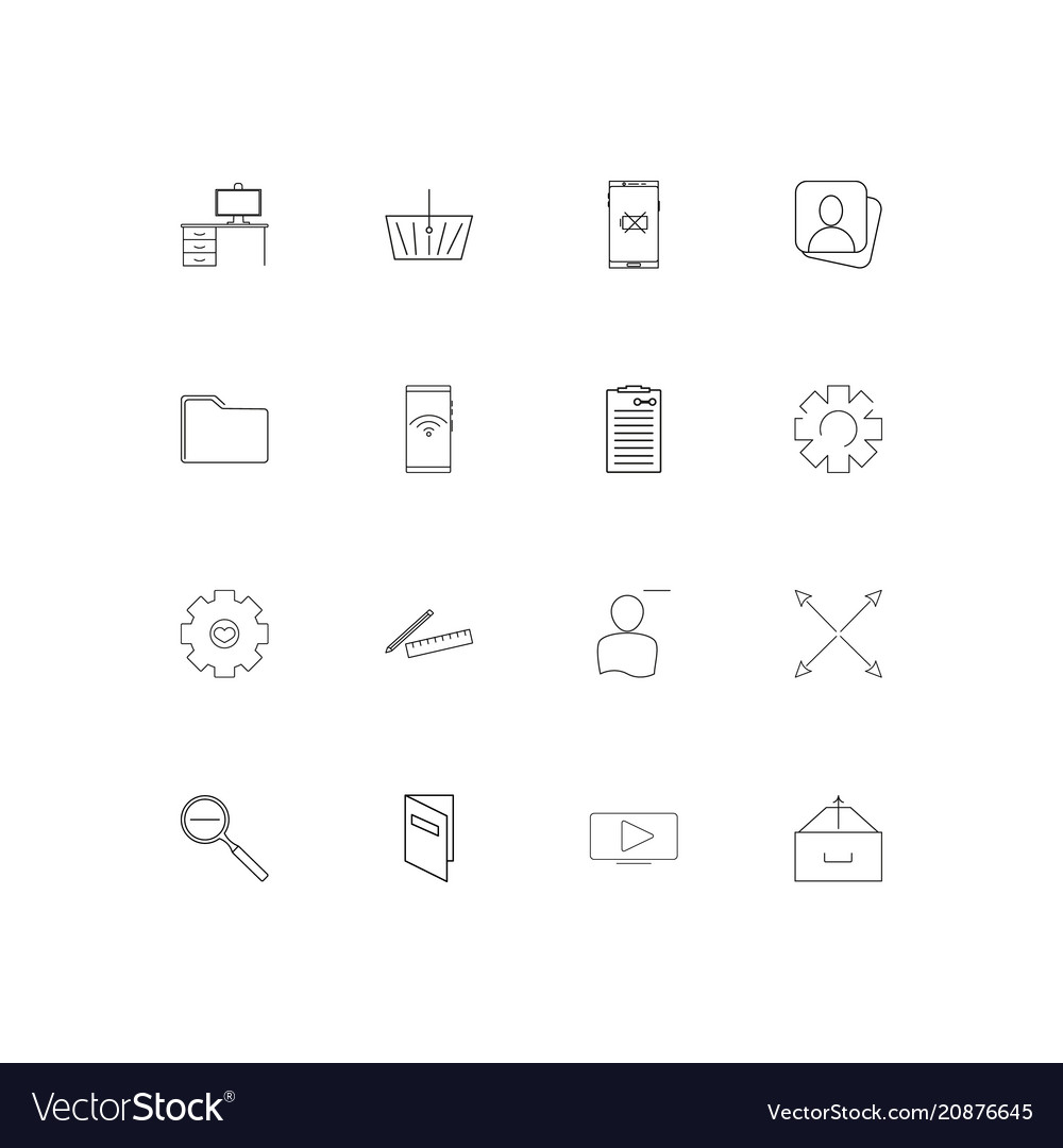 Web linear thin icons set outlined simple Vector Image Web linear thin icons set outlined simple