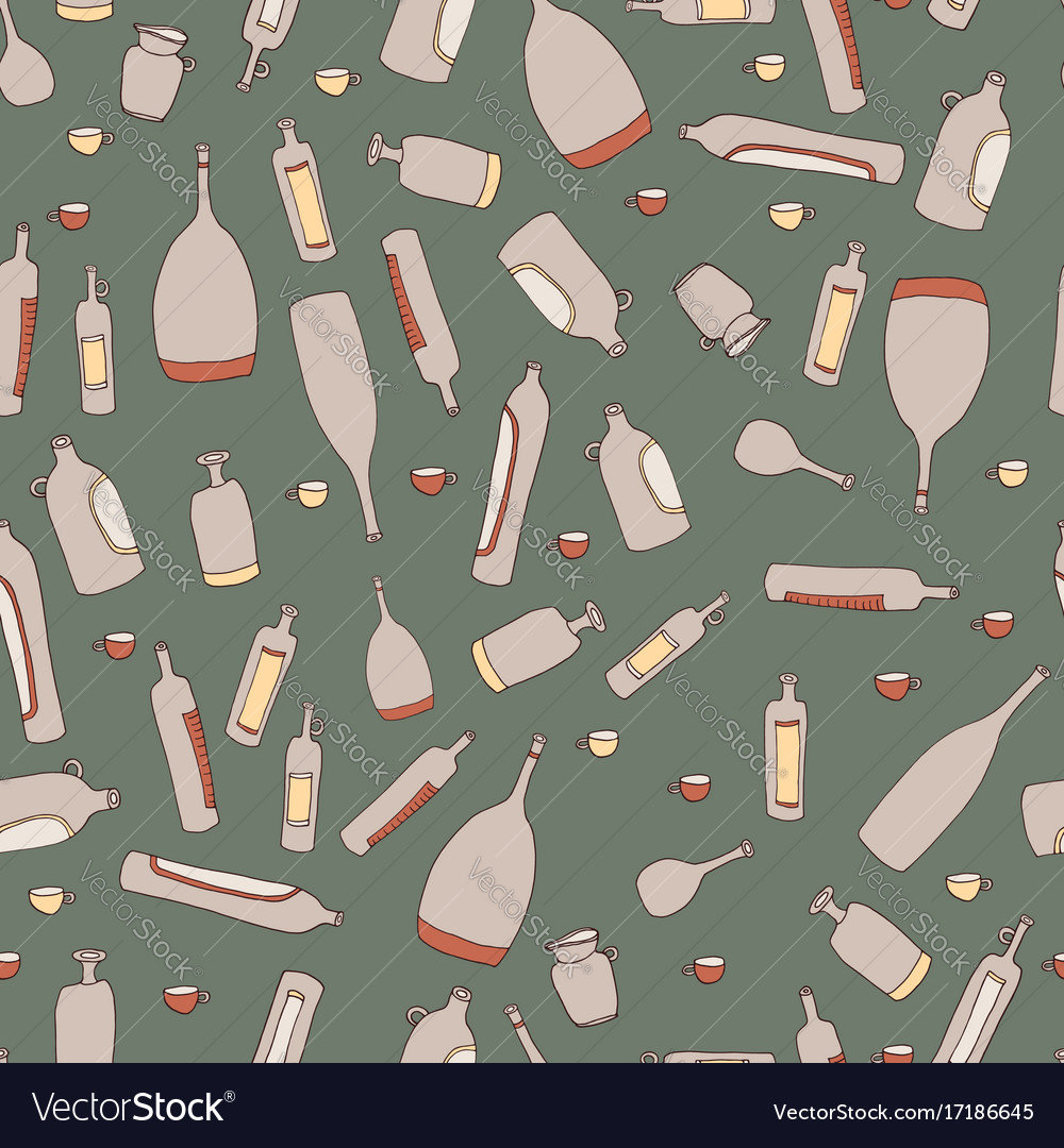 Wine bottles seamless pattern