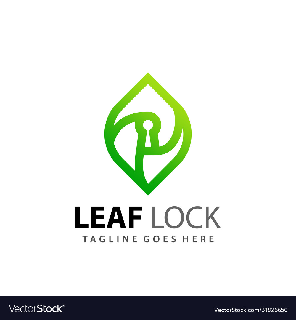 Abstract Gradient Leaf Key Lock Logo Design Vector Image