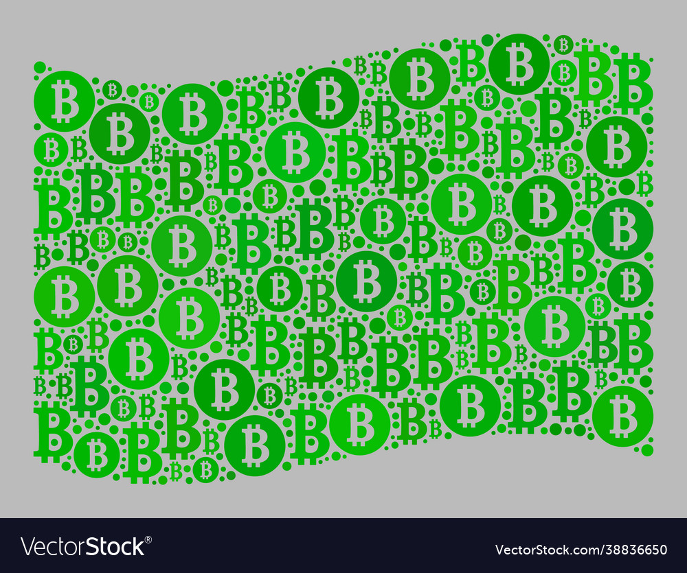 Bitcoin waving green flag - mosaic