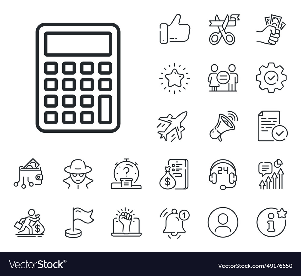 Calculator line icon accounting sign salaryman Vector Image