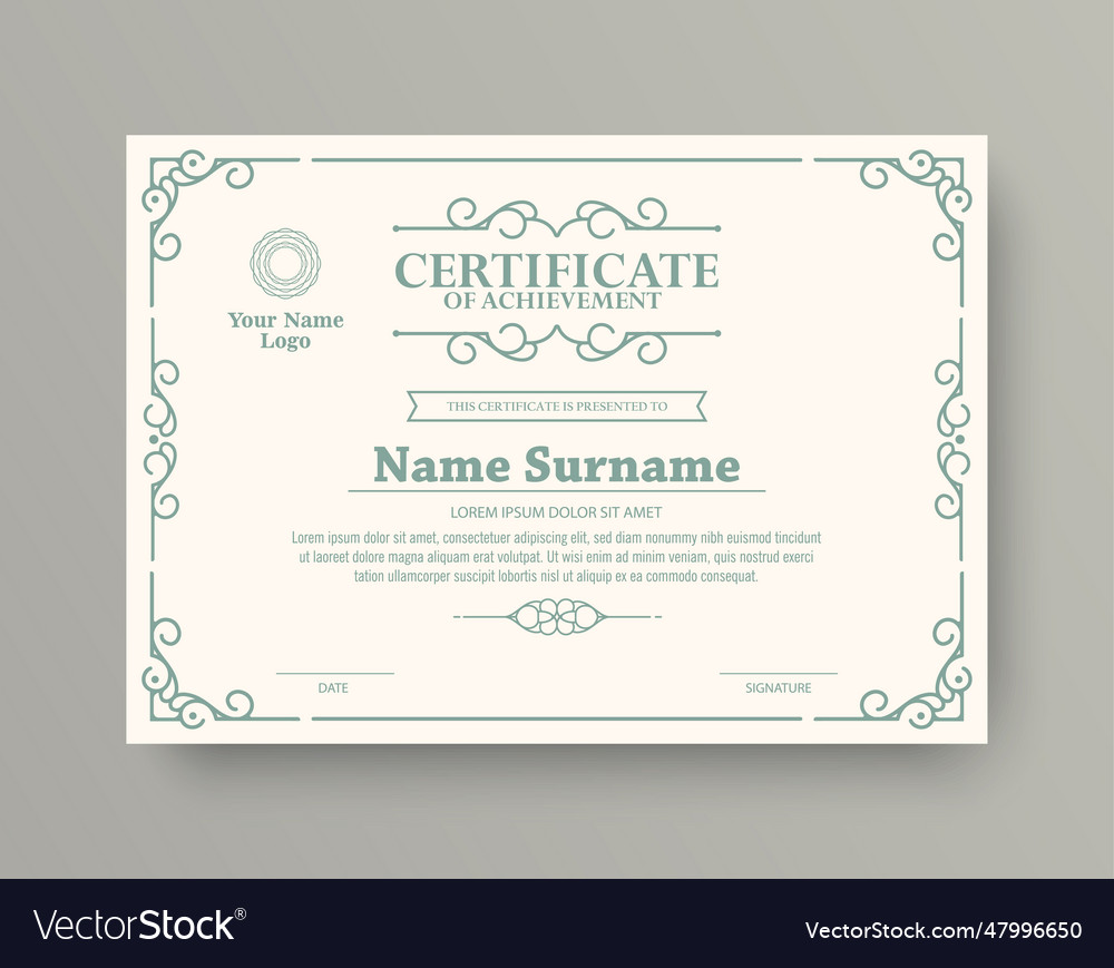 Classic style award certificate with frame